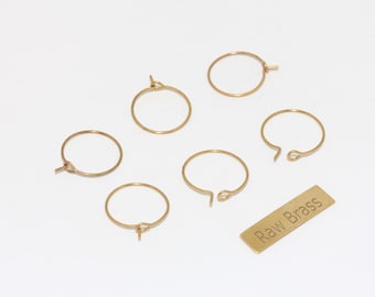 15mm Raw Brass Earring Hoops, Hoop Ear Wire, Hoop Earrings, Earring Settings, Large Hoop Earrings, Raw Brass Earrings, HES, EAR23