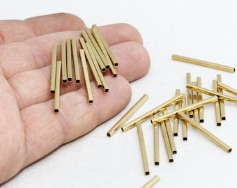 50 Pcs 2x30mm Raw Brass Square tubes, Square tube beads, Tube Beads, Raw Brass Tubes, TBR64