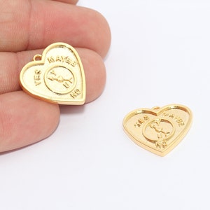 24 k Shiny Gold Plated Heart Charms Necklace Findings.18.5x22.5mm Heart Pendnats