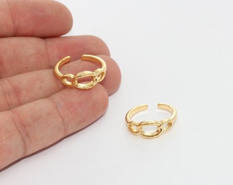 Anillo de oro brillante de 18k de 17 mm, anillo de cadena, anillo de oro ajustable, anillos delicados, anillos de banda, anillos para mujer, anillos chapados en oro, ACR, MTE337
