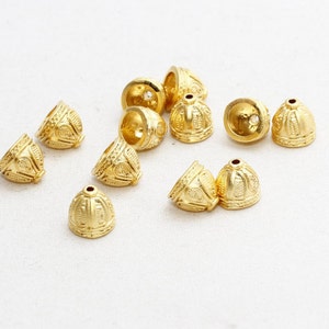 20 Pcs 6mm 24k Matt Gold End Cap, Gold Bead Caps, Cord End Caps, Tassel Caps, Rustic End Cap, Artisan Bead Cap, Gold Plated Findings, BRT358