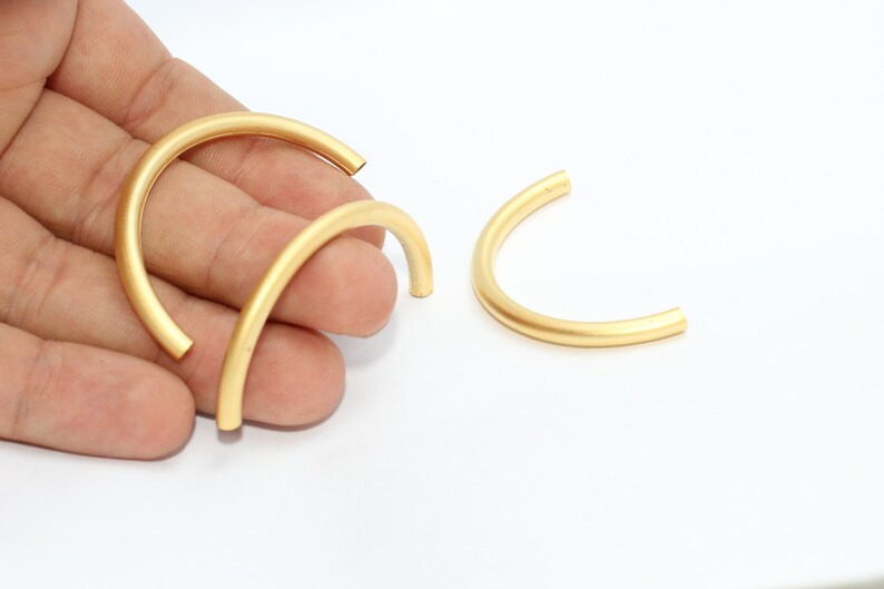 4x50mm 24k Matt Gold Curved Tubes Cuff Bracelet Curved Etsy