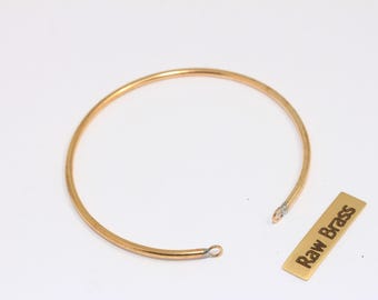 2mm Raw Brass Cuff Bracelet, Open Bangle, Stacking Jewelry, BRT683