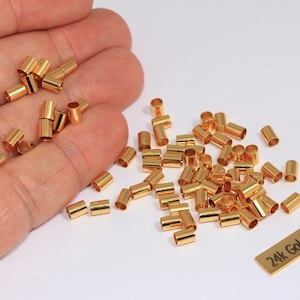 3,5x5mm 24k Shiny Gold Spacer Tubes, Rondelle Beads, Round Beads, Gold Tube Beads, Tubes, Bracelet Beads, Gold Plated Findings, ROSE220