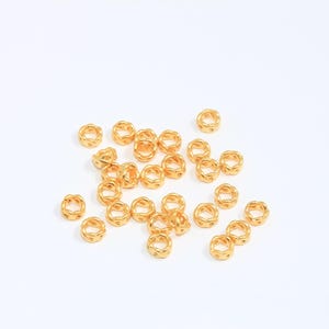 3x5,5mm 24k Matt Gold Rondelle Beads, Spacer Beads, Leather Cord Bracelet Charms, Textured Spacer Beads, Gold Plated Findings, CHK336-7