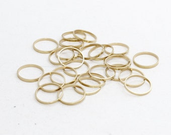 25 Pcs 16x1mm Raw Brass Connectors,Round Rings, Solid Brass Rings, Simple Circles, Circle Connectors, Closed Ring Beads , HLS39