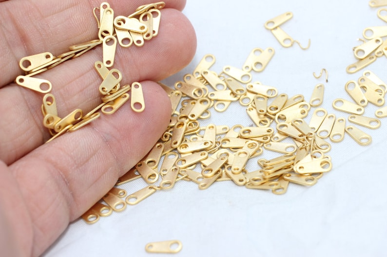 30 Pcs 3x8mm 24k Matt Gold Necklace Connector Chain Tabs Etsy