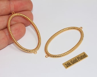 30x50mm 24k Shiny Gold Bracelet Connector, Necklace Pendant, Frame Charms, BRT732