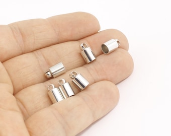 Rhodium Plated Brass Cord End Caps, 5mm Inner Size Jewelry Findings, DI, MTE784