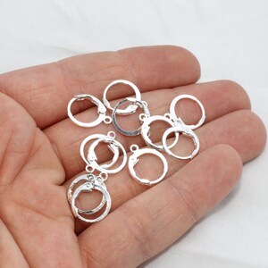 50 boucles d'oreilles dormeuses plaquées argent, crochets d'oreilles en laiton (12 x 15 mm), CMR10 image 5