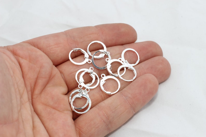 50 boucles d'oreilles dormeuses plaquées argent, crochets d'oreilles en laiton (12 x 15 mm), CMR10 image 5