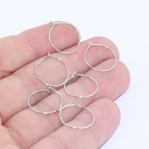15mm Rhodium Plated Earring Hoops, Hoop Ear Wire, Hoop Earrings, Earring Settings, Large Hoop Earrings, Silver Plated Earrings, HES, EAR3