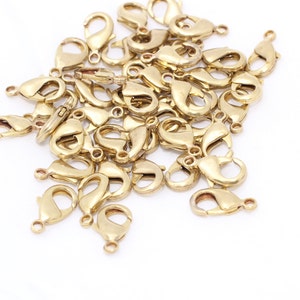 10 Pcs 15mm Raw Brass Lobster Clasps, Claw Clasp, Raw Brass Lobster Clasps, Necklace Closures, Raw Brass Jewelry Findings, FGH, CLO4