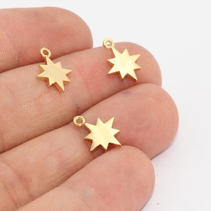 10x13mm 24k Shiny Gold North Star Charms, North Star Pendant, North Star Charms, Polaris Charms, Gold Plated Findings, TN, MTE918