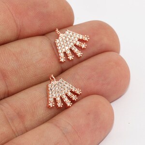 5 Pcs 12x13mm Rose Gold Crown Charms, Micro Pave Charms, Cubic Zirconia Crown Charms, Micro Pave Bracelet, Rose Gold Plated Beads, ZRCN831