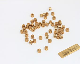 200 Pcs 4mm Raw Brass Spacer Beads, Rondelle Beads, Mini Round Beads, Industrial Spacer Beads, Connector Beads, Raw Brass Findings, KA29