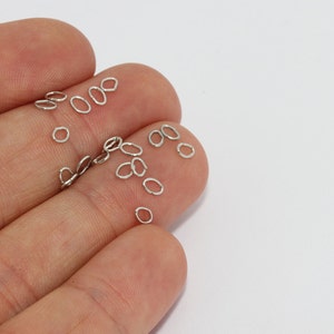 4mm 23 Gauge Rhodium Plated Oval Jump Rings, Silver Connector, Open Jump Rings, Bulk Jump Rings, Jewelry Making Supplies, FRJ, MTE1482