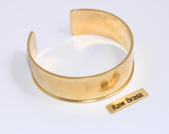 Raw Brass Cuff Bracelet, Inlay Channel Bangle (17,5mm), TVF50
