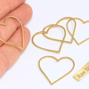 28x32mm Raw Brass Heart Charms, Wite Heart Pendant, Heart Pendant, Outline Heart Charm, Raw Brass Findings, CHK170
