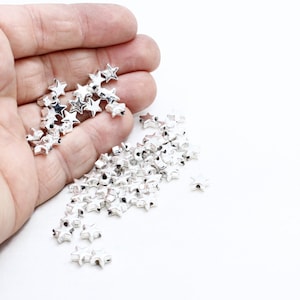 8 mm Versilberte Stern Perlen, Zink-Legierung Spacer Charms (10 Stück), BRT509 Bild 3