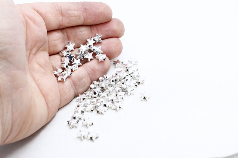 8 mm Versilberte Stern Perlen, Zink-Legierung Spacer Charms (10 Stück), BRT509 Bild 3