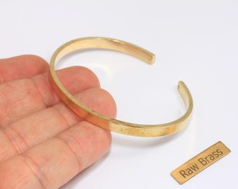 4,7mm Raw Brass Flat Bracelet Bangle, Raw Brass Stacking Cuff Bracelet, Adjustable Raw Brass Bracelet, Handmade Bracelets, XP85