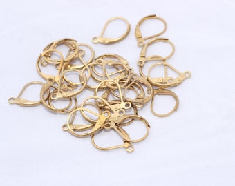 25 Pairs Raw Brass Lever Back Earring Findings (10x16mm), HLS43
