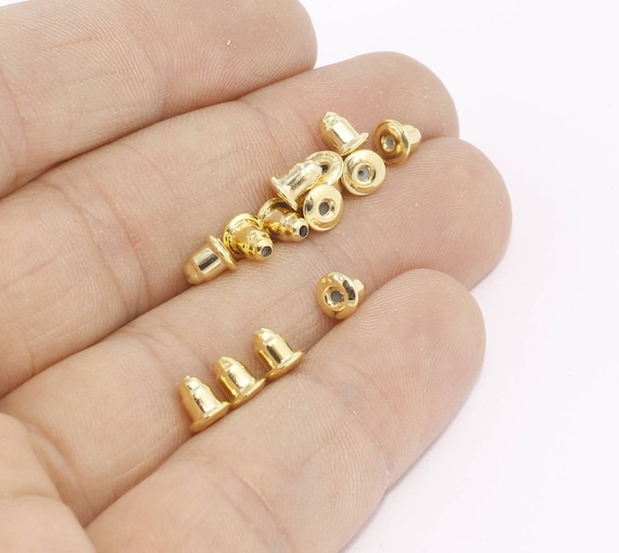 60 pcs Earring Backs Stoppers Findings Ear Post Nuts Gold//Silver//Bronze