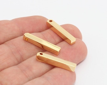 4x25mm 24k Glänzender Gold bar, Lange Bar, Bar Halskette, Bar Anhänger, personalisierte Charms, Namensschild Bar, Vergoldeter Anhänger, TFB, MTE1100
