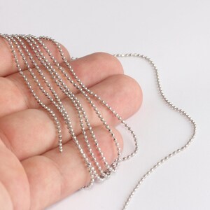 1,5mm Rhodium Plated Ball Chain, Faceted Ball Chain, Bulk Chains, Lace Ball Chain, Silver Bead Chain, Silver Plated Findings, HBC, BXB381-2