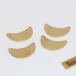5 piezas de dijes lunares de latón crudo, conectores semicirculares, piezas en blanco para estampar (14 x 23 mm), MK, SOM59 imagen 1