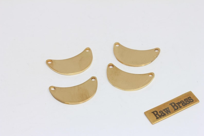 5 piezas de dijes lunares de latón crudo, conectores semicirculares, piezas en blanco para estampar (14 x 23 mm), MK, SOM59 imagen 1