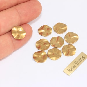 10mm Raw Brass Hammered Disc, Round Coin Charms, No Hole Disc Charms, Bracelet Charms, Drop Charms, Raw Brass Findings, MBGSOM233