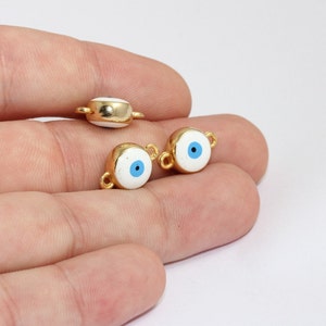 11x16mm 24k Glänzende Gold Evil Eye Perlen, Evil Eye ArmbandCharms, Armband Verbinder, Evil Eye Emaille Charms, Vergoldete Fundstücke, MLS408