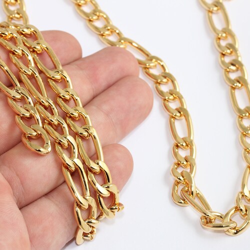 9x19mm 24k Shiny Gold Faceted Chain 