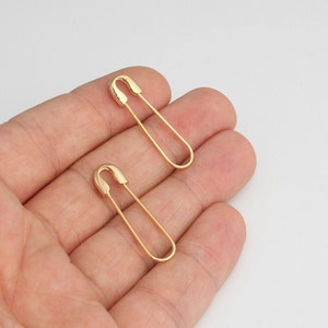 8x32mm 24k Shiny Gold Plated Safety Pin Charm, Gold Safety Pin Pendant, Safety Pin Earrings, Gold Connector Charm, Gold Pin, FNL173