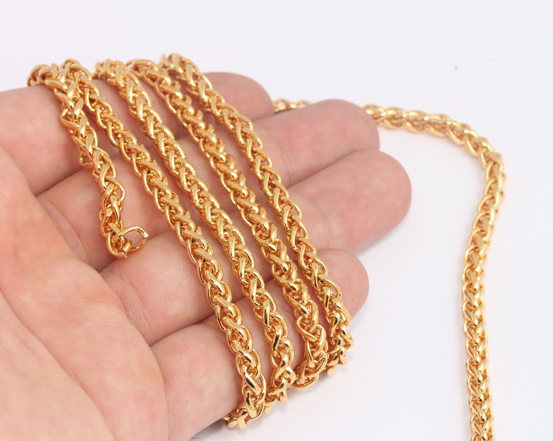 5mm 24k Shiny Gold Rope Chain Knitted 