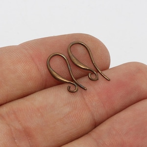 8 x 15 mm örhängeskrokar i antik brons, fiskkrokar, örontrådar, franska krokörhängen, bronspläterade örhängen, örhängesdetaljer, EW, MTE794