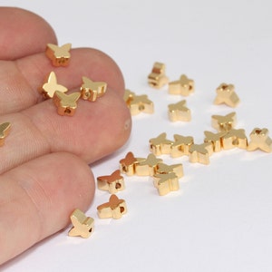 5x6mm 24k Shiny Gold Butterfly Charms, Butterfly Beads, Gold Dainty Charms, Butterfly Bracelet Charms, Gold Plated Findings, MLS128