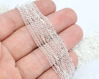 3,3 Feet 1,5x2mm Silver Color Cable Chain, Bulk Lot Chain, Dainty Necklace Chain, Soldered Chain,  OCC, BXB15