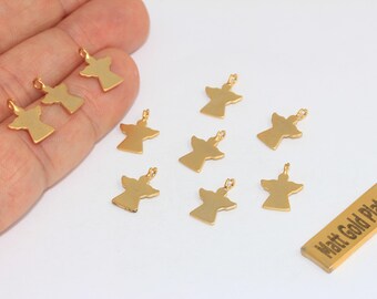 10 Pcs 24k Matte Gold Angel Charms, Tiny Pendants (10x13mm), BRT255