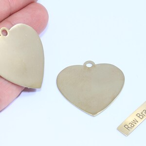 35mm Raw Brass Heart Disc, Heart Pendant, Heart Medallion Charms, Love Charms, Heart Charms, Heart Necklace, Raw Brass Findings, CHK412-8