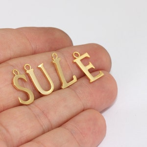 10x15mm 24k Shiny Gold Letter Charm, Initial Charms, Letter Pendant, Gold Letter Necklace, Personalized Necklace, Gold Plated Charms, HRF51