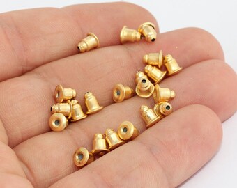 24k Matte Gold Earring Backs, 5x6mm, (20 Pcs), EBN, MTE519