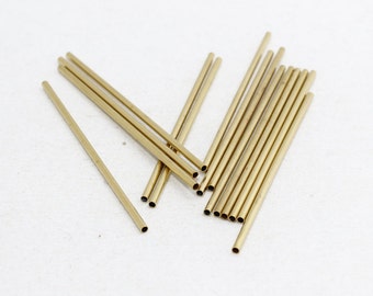 10 Pcs 2x60mm Raw Brass Tube Beads, Tubes, Round Tube Beads, CHK4