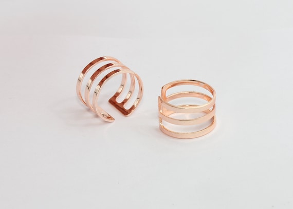16mm Rose Gold Ring Setting, Flat Ring, Wide Ring, Adjustable Ring, Stacking Ring, Statement Rings, Rose Gold Plated Findings, SRF, CHK203