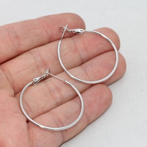 35mm Silver Plated Earring Hoops, Hoop Ear Wire, Hoop Earrings, Earring Settings, Large Hoop Earrings, Silver Plated Earrings, HES, CHK310-1