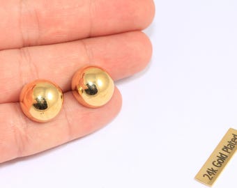 Orecchini a bottone a sfera, acciaio inossidabile placcato oro 18 carati, con sfera da 3 mm // Orecchini a bottone // Confezioni: 2/ 10/ 20/ 50x // senza retro // orecchini a sfera - Italia