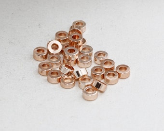 7mm Rose Gold Spacer Beads, Rose Gold Spacers, Rondelle Beads