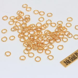 50 Pcs 20 Ga 5mm 24k Shiny Gold Jump Rings, Gold Connector, Open Jump Rings, Bulk Gold Jump Rings, Jewelry Making Supplies, GFJ, DOM3